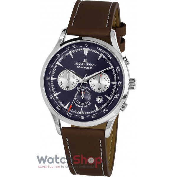 Ceas Original Jacques Lemans Casual Albastru inchis RETRO 1-2068C Cronograf pentru Barbati cu Comanda Online