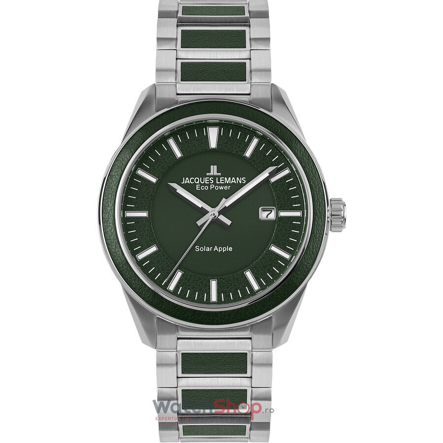 Ceas Original Jacques Lemans Clasic Verde ECO POWER APPLE 1-2116E pentru Barbati cu Comanda Online