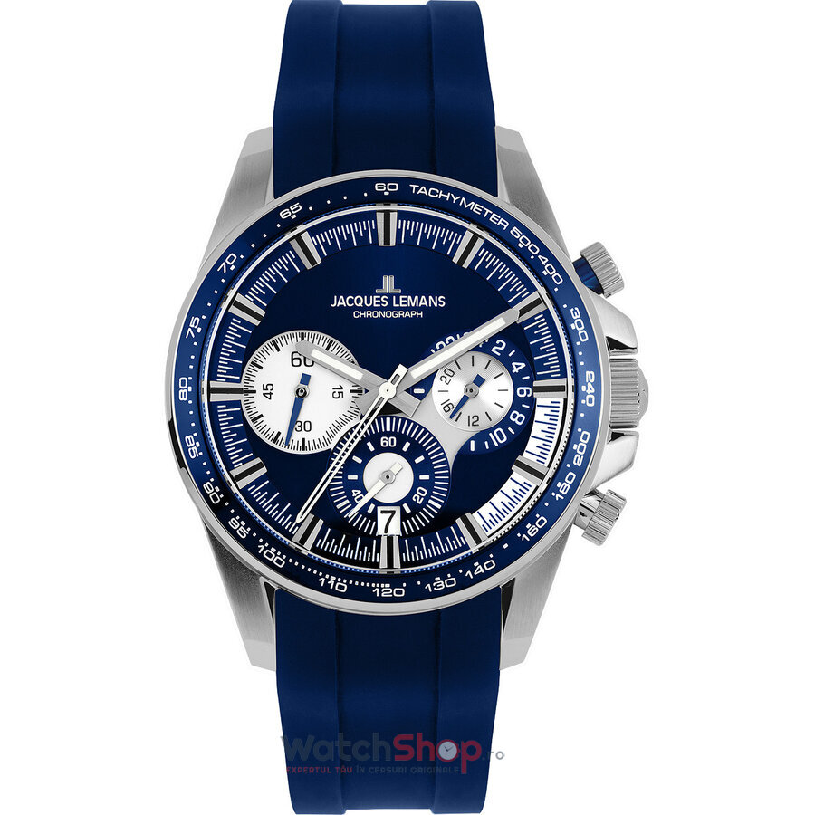 Ceas Original Jacques Lemans Sport Albastru LIVERPOOL 1-2127B Cronograf pentru Barbati cu Comanda Online