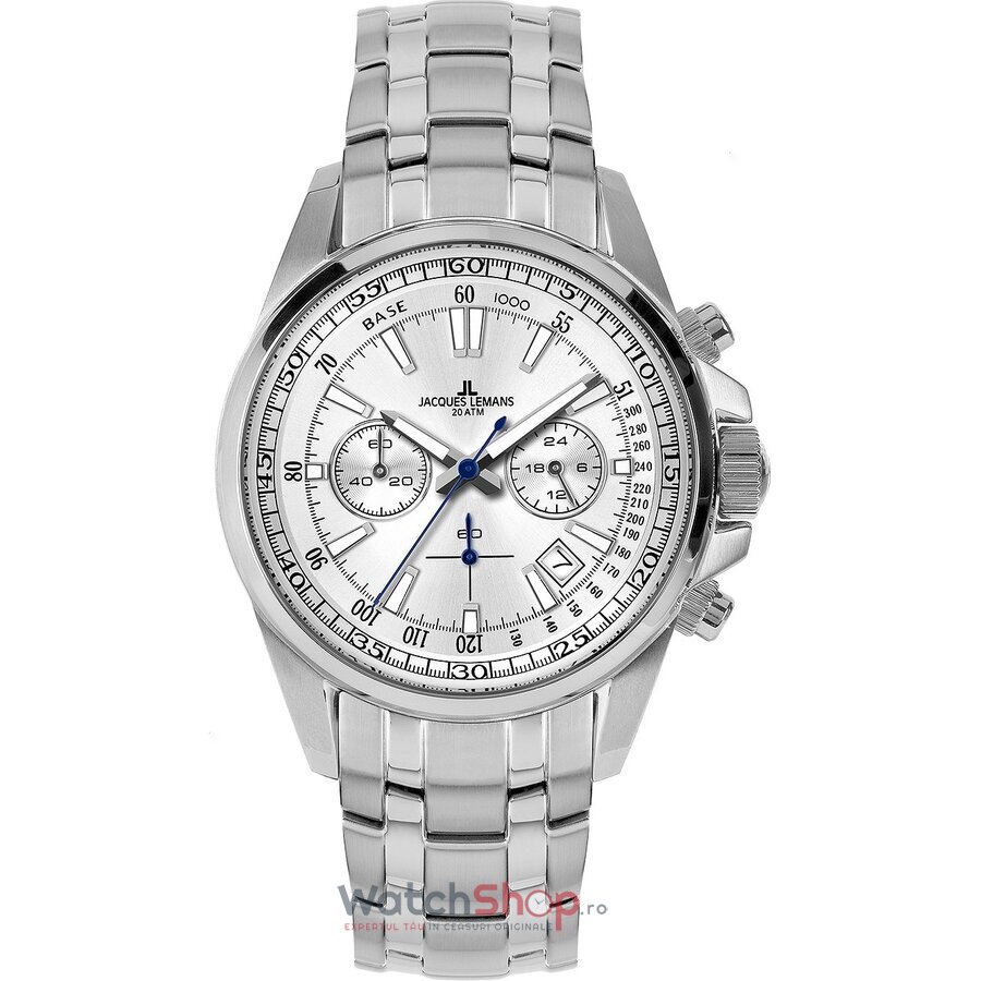 Ceas Original Jacques Lemans Sport Argintiu LIVERPOOL 1-2117J Cronograf pentru Barbati cu Comanda Online