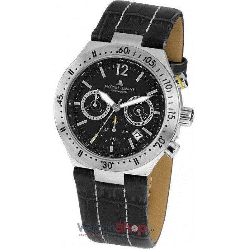 Ceas Original Jacques Lemans Sport Negru DOVER 1-1837A Cronograf pentru Barbati cu Comanda Online