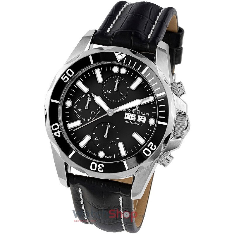 Ceas Original Jacques Lemans Sport Negru LIVERPOOL 1-1926A Cronograf pentru Barbati cu Comanda Online