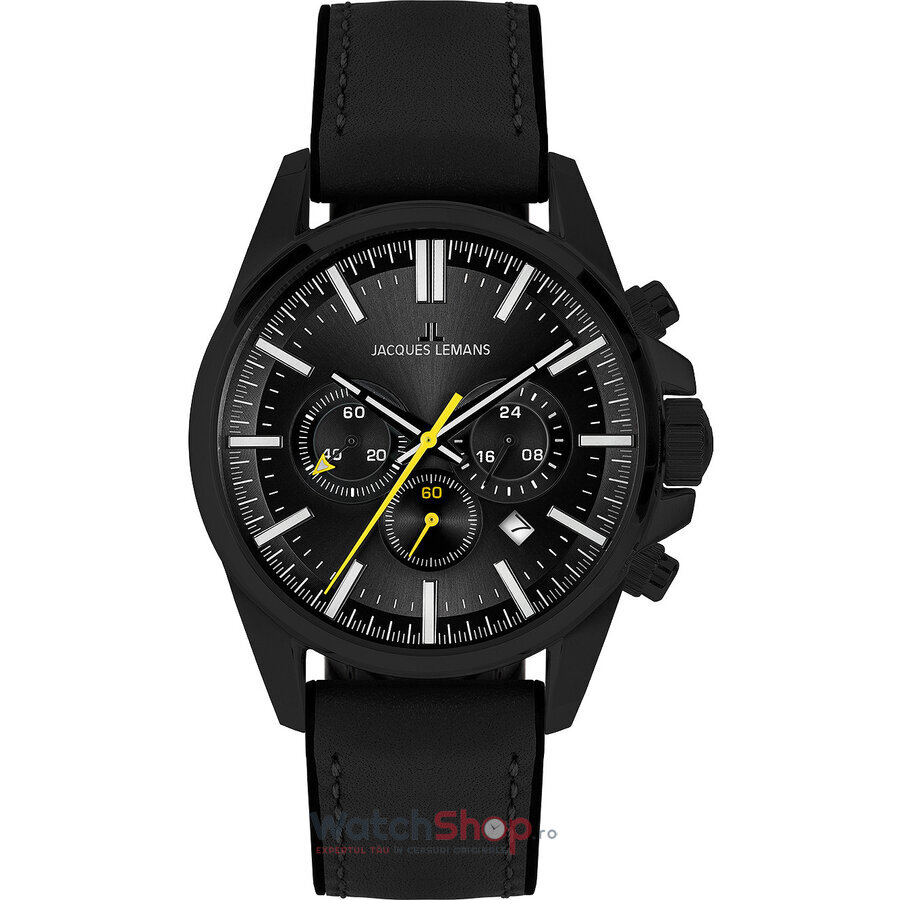 Ceas Original Jacques Lemans Sport Negru LIVERPOOL 1-2119B Cronograf pentru Barbati cu Comanda Online