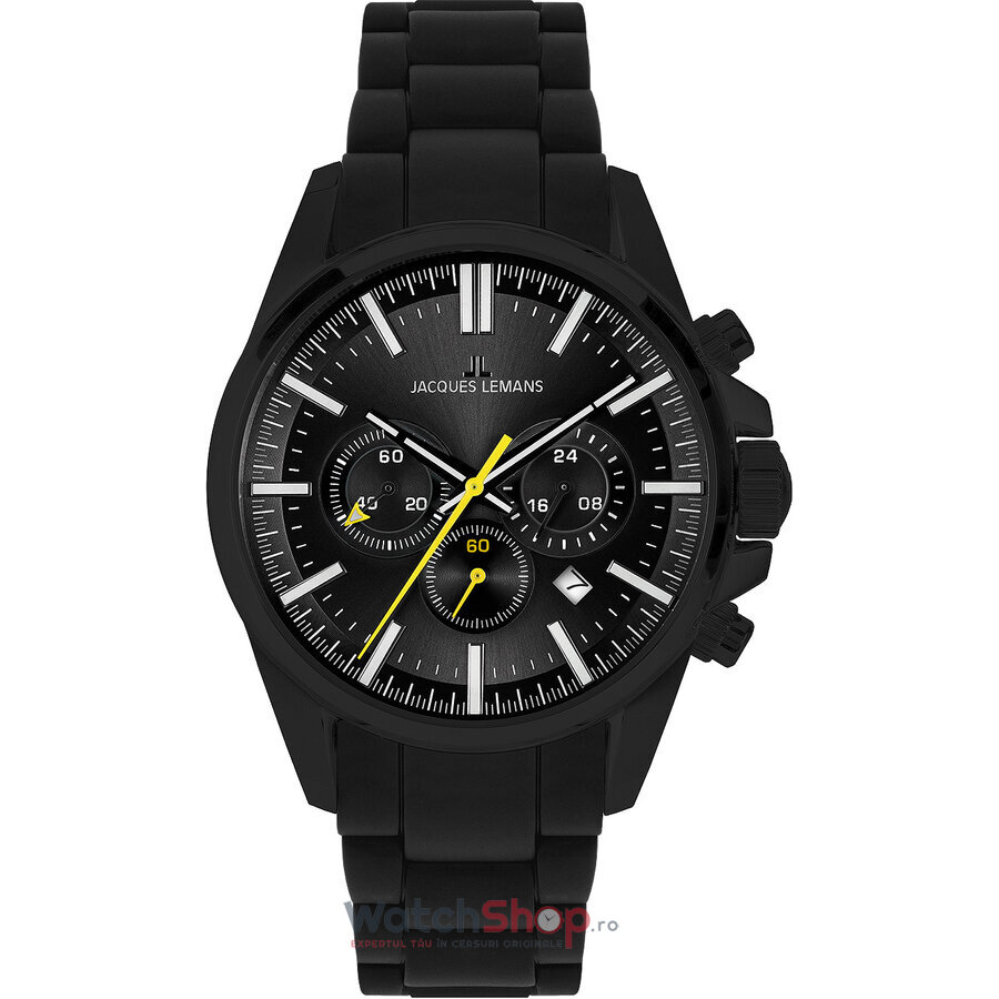 Ceas Original Jacques Lemans Sport Negru LIVERPOOL 1-2119F Cronograf pentru Barbati cu Comanda Online