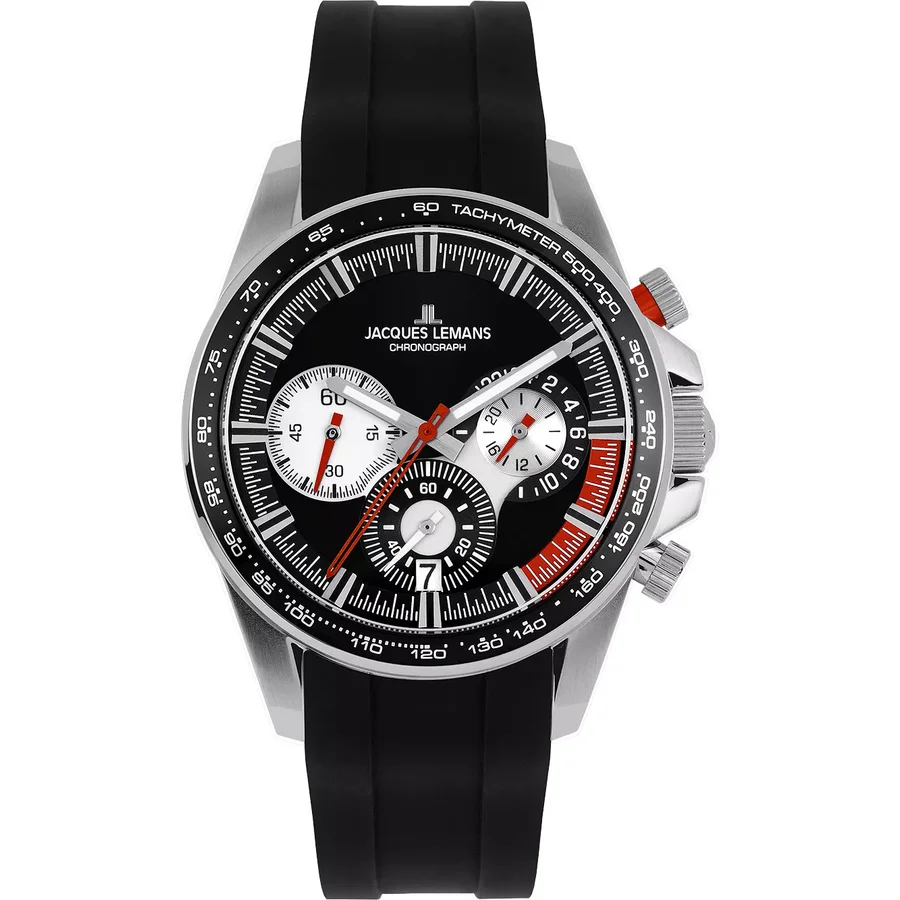 Ceas Original Jacques Lemans Sport Negru LIVERPOOL 1-2127A Cronograf pentru Barbati cu Comanda Online