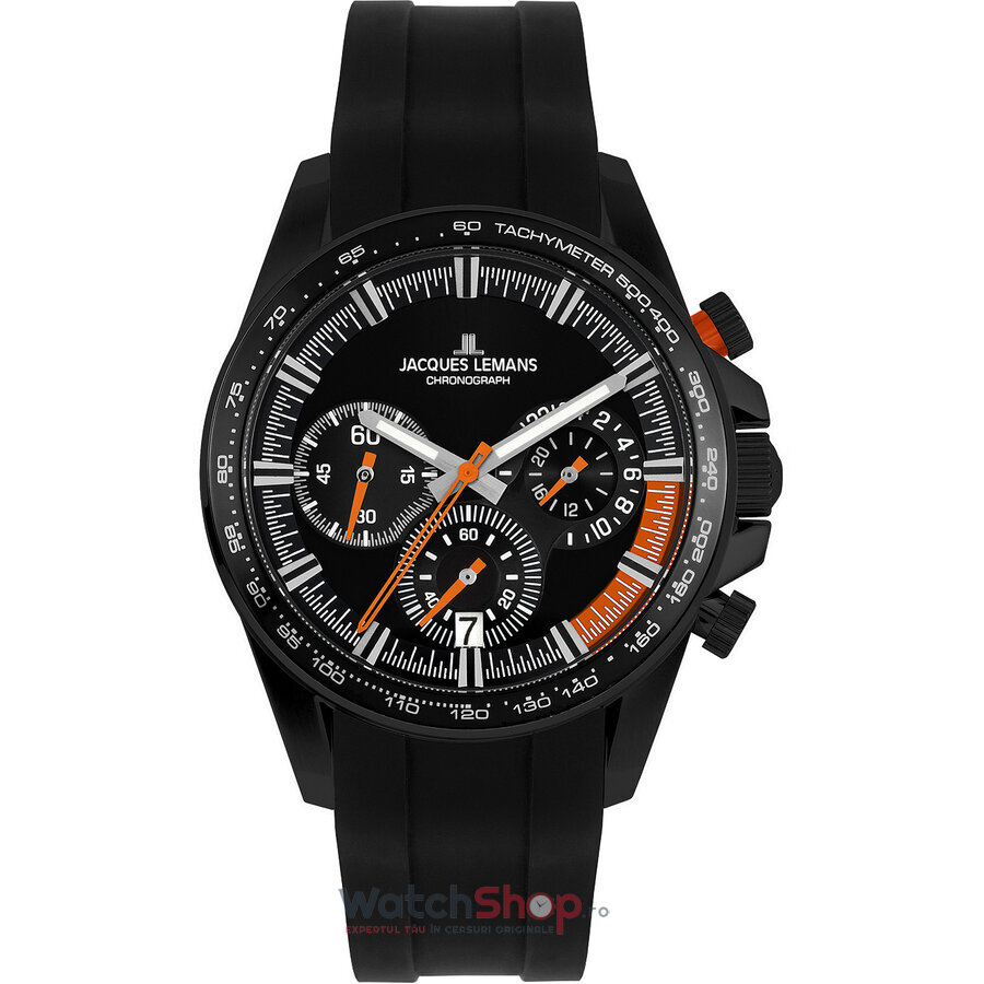 Ceas Original Jacques Lemans Sport Negru LIVERPOOL 1-2127D Cronograf pentru Barbati cu Comanda Online