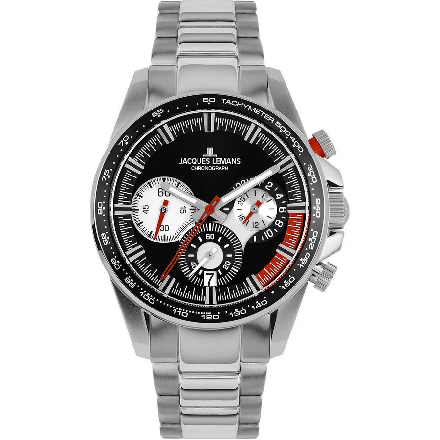 Ceas Original Jacques Lemans Sport Negru LIVERPOOL 1-2127E Cronograf pentru Barbati cu Comanda Online