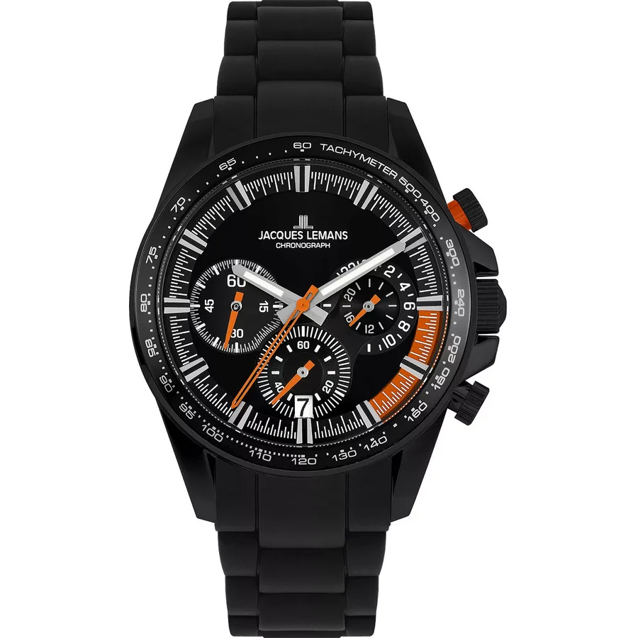 Ceas Original Jacques Lemans Sport Negru LIVERPOOL 1-2127H Cronograf pentru Barbati cu Comanda Online