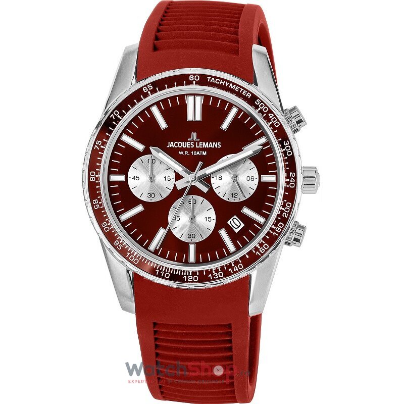 Ceas Original Jacques Lemans Sport Rosu LIVERPOOL 1-2059E Cronograf pentru Barbati cu Comanda Online