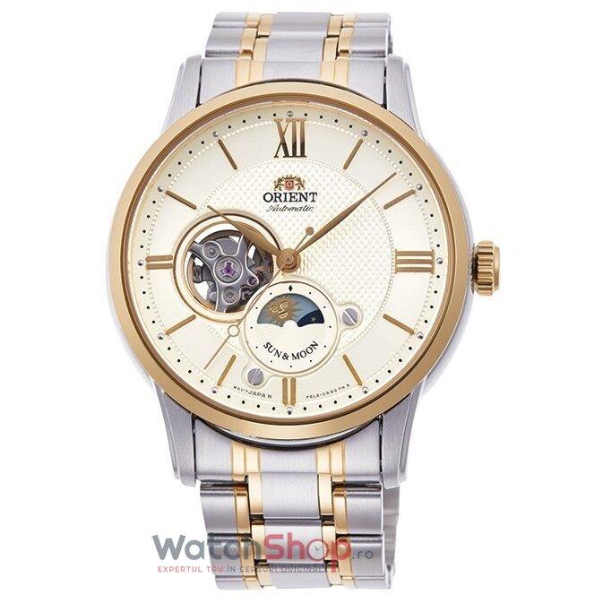 Ceas Original Orient Elegant Argintiu Sun and Moon RA-AS0001S00B pentru Barbati cu Comanda Online