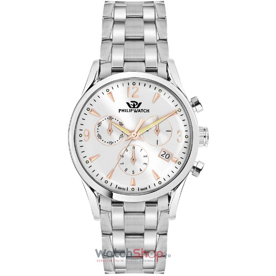 Ceas Original Philip Watch Lux Argintiu SUNRAY R8273908001 Cronograf pentru Barbati cu Comanda Online