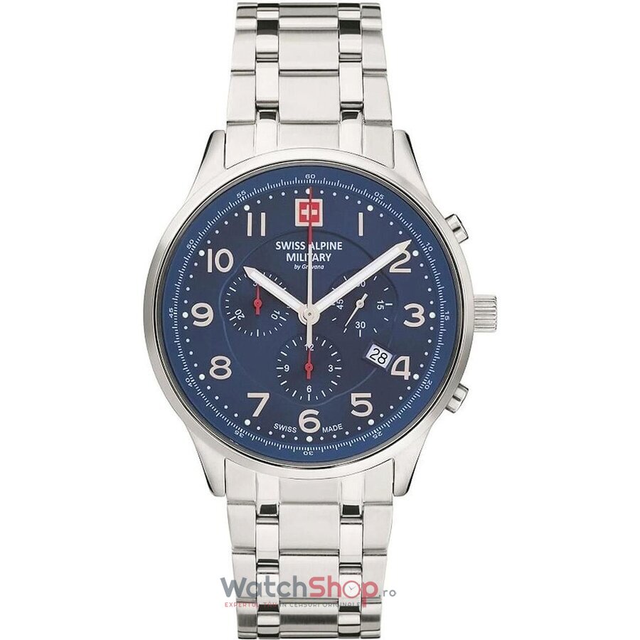 Ceas Original Swiss Alpine Military Casual Albastru BY GROVANA SAM7084.9135 Chronograph pentru Barbati cu Comanda Online