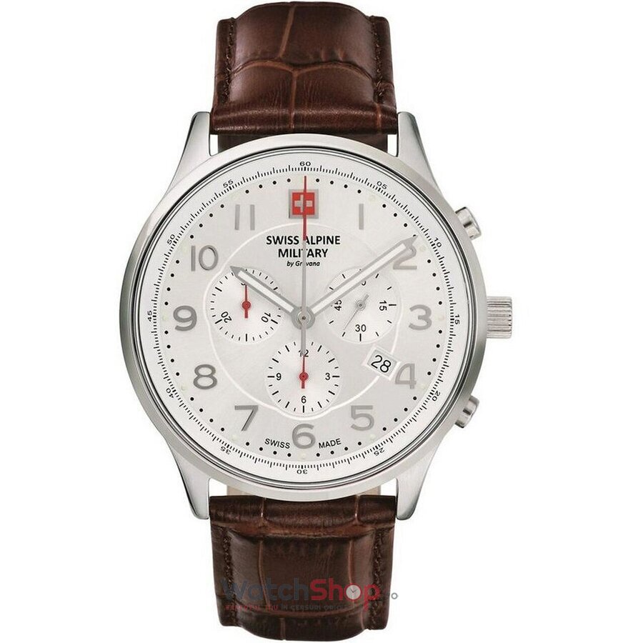 Ceas Original Swiss Alpine Military Casual Argintiu BY GROVANA 7084.9532 Chronograph pentru Barbati cu Comanda Online