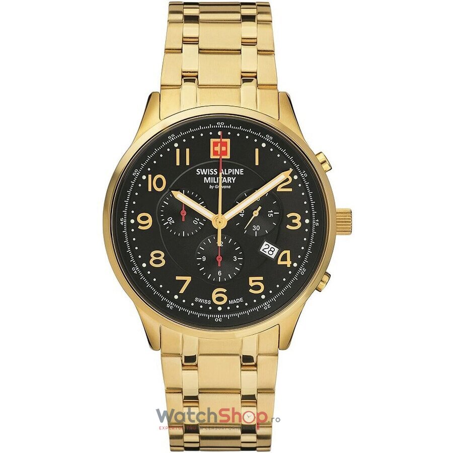 Ceas Original Swiss Alpine Military Casual Negru BY GROVANA SAM7084.9117 Chronograph pentru Barbati cu Comanda Online