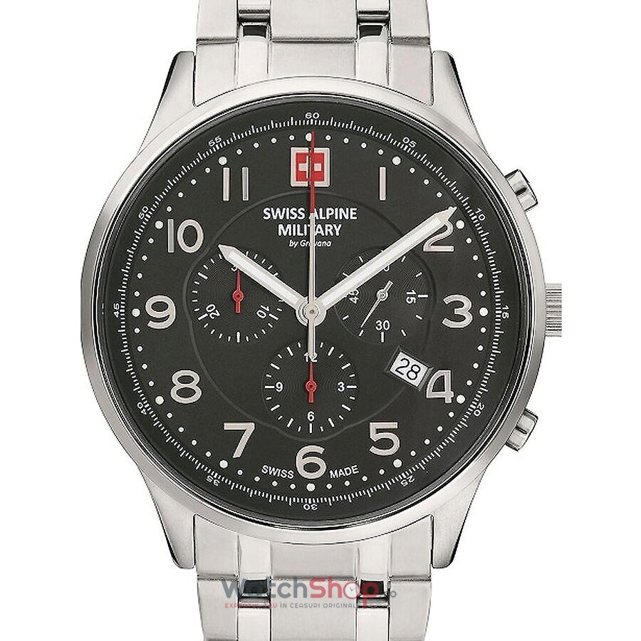 Ceas Original Swiss Alpine Military Casual Negru BY GROVANA SAM7084.9137 Chronograph pentru Barbati cu Comanda Online