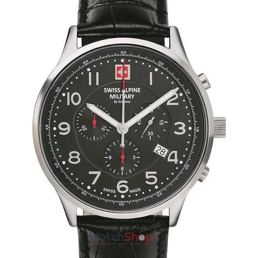 Ceas Original Swiss Alpine Military Casual Negru BY GROVANA SAM7084.9537 Chronograph pentru Barbati cu Comanda Online