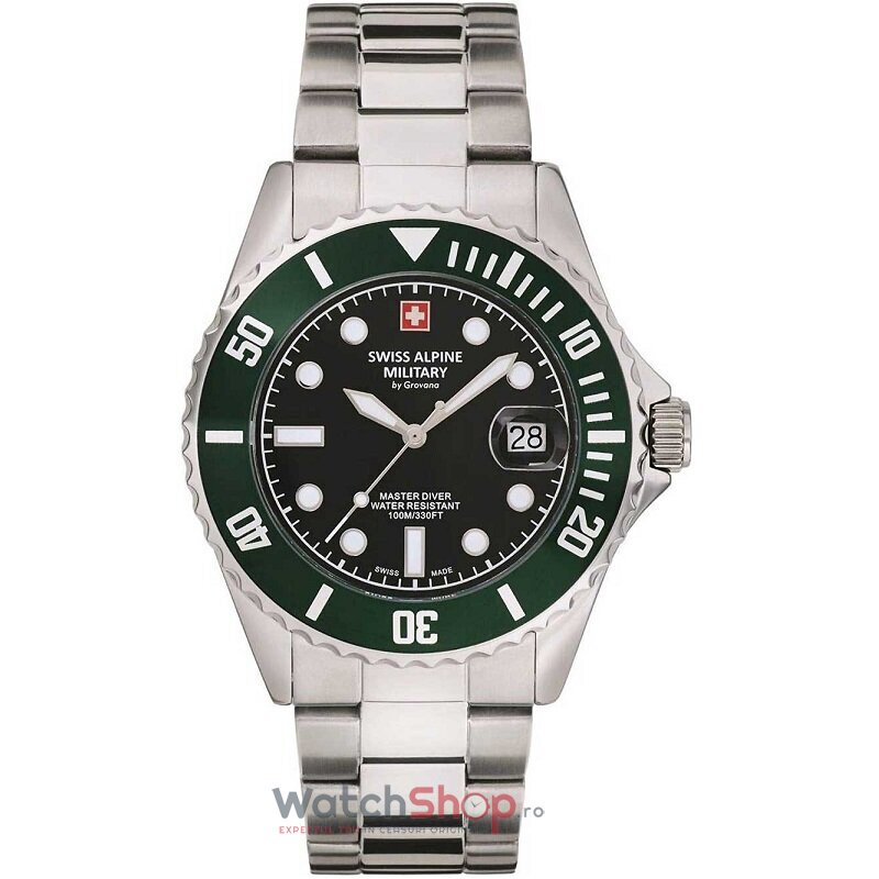 Ceas Original Swiss Alpine Military Casual Negru MASTER DIVER 7053.1133 pentru Barbati cu Comanda Online