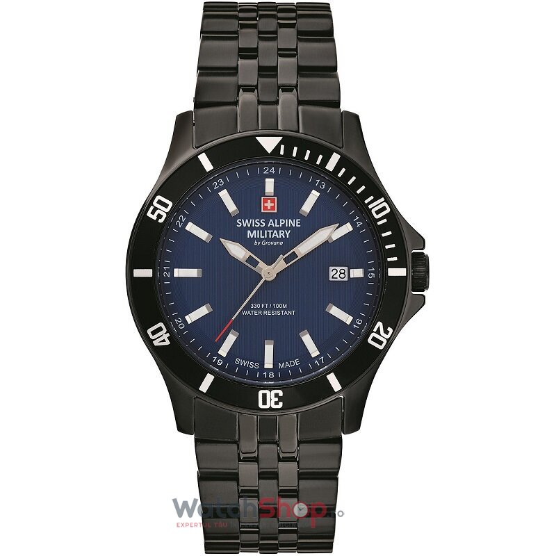 Ceas Original Swiss Alpine Military Elegant Albastru 7022.1175 pentru Barbati cu Comanda Online