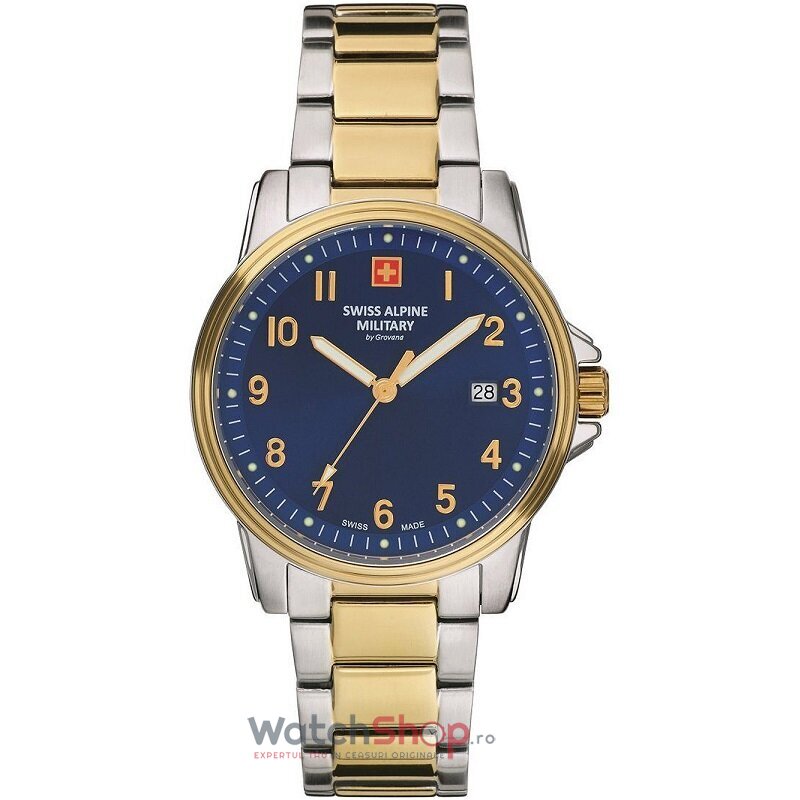 Ceas Original Swiss Alpine Military Elegant Albastru BY GROVANA SAM7011.1145 pentru Barbati cu Comanda Online