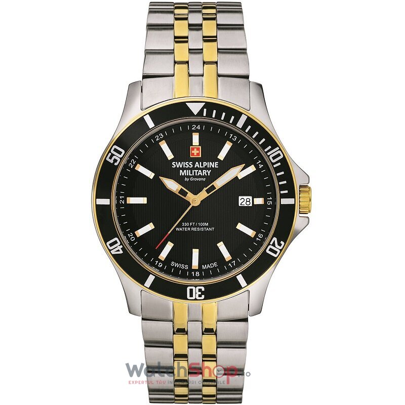 Ceas Original Swiss Alpine Military Elegant Negru 7022.1147 pentru Barbati cu Comanda Online