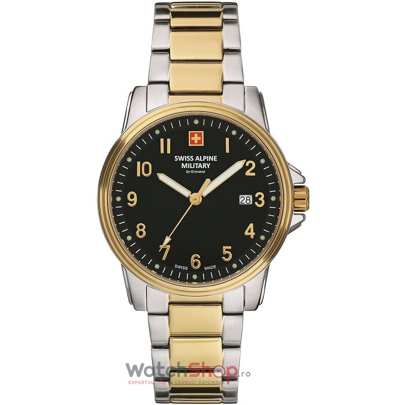 Ceas Original Swiss Alpine Military Elegant Negru BY GROVANA SAM7011.1147 pentru Barbati cu Comanda Online