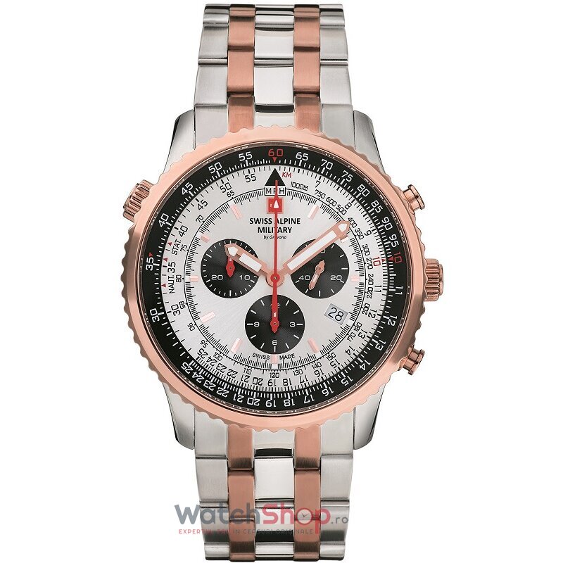 Ceas Original Swiss Alpine Military Sport Alb BY GROVANA SAM7078.9152 Cronograf pentru Barbati cu Comanda Online