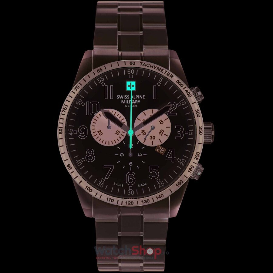 Ceas Original Swiss Alpine Military Sport Alb BY GROVANA SAM7082.9133 Chronograph pentru Barbati cu Comanda Online