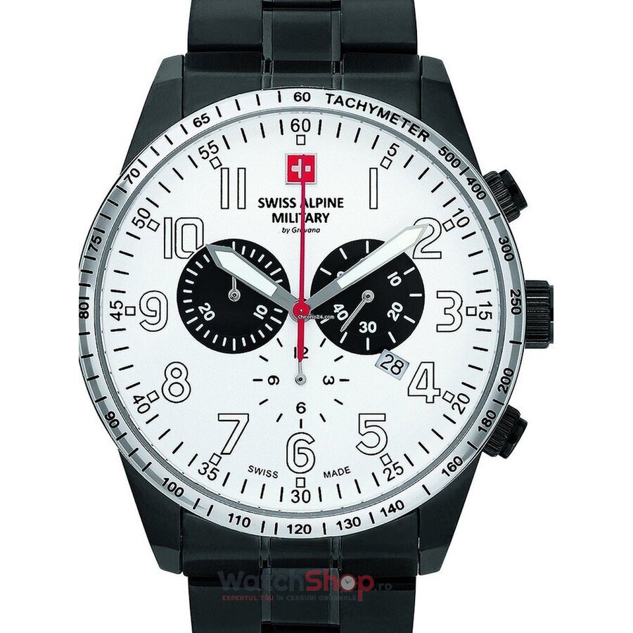 Ceas Original Swiss Alpine Military Sport Alb BY GROVANA SAM7082.9173 Chronograph pentru Barbati cu Comanda Online