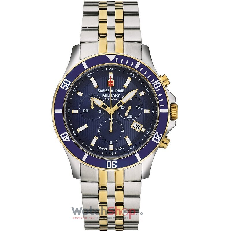 Ceas Original Swiss Alpine Military Sport Albastru 7022.9145 Cronograf pentru Barbati cu Comanda Online