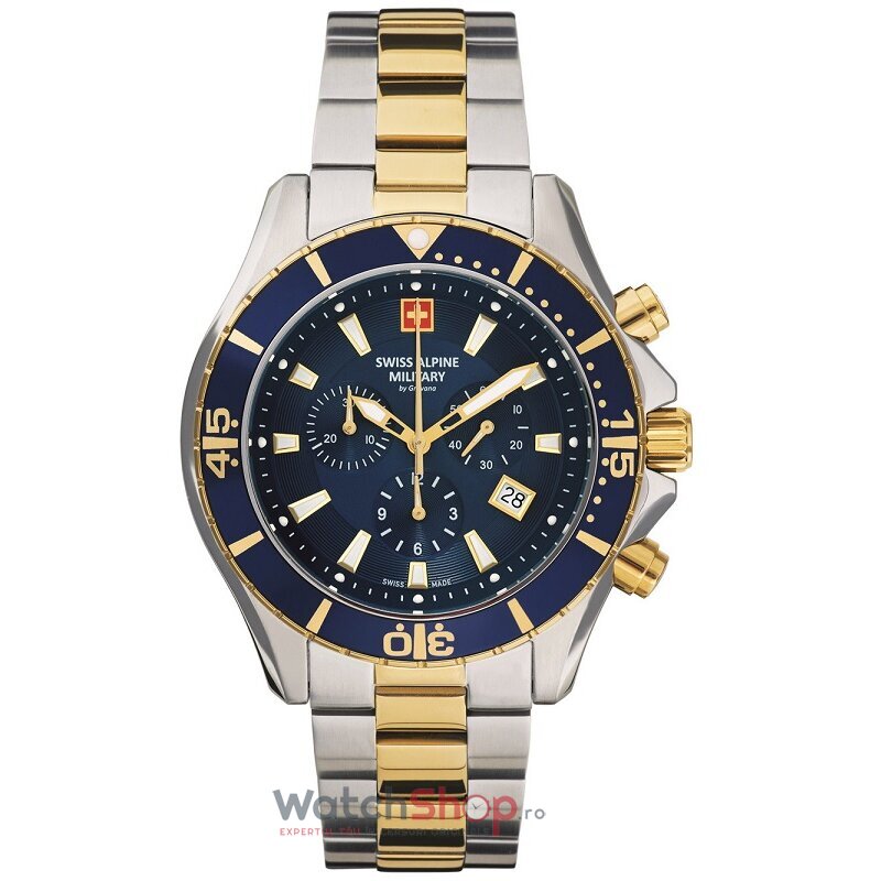 Ceas Original Swiss Alpine Military Sport Albastru 7040.9145 Cronograf pentru Barbati cu Comanda Online