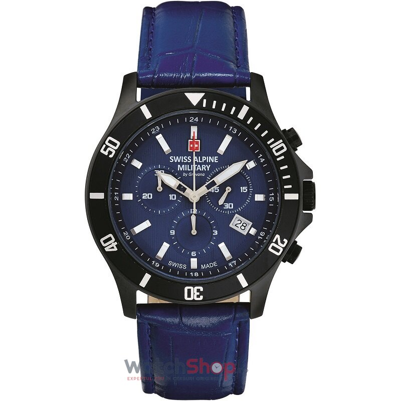 Ceas Original Swiss Alpine Military Sport Albastru BY GROVANA SAM7022.9575 Cronograf pentru Barbati cu Comanda Online