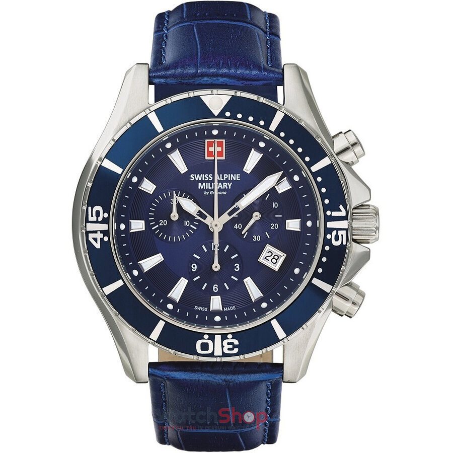 Ceas Original Swiss Alpine Military Sport Albastru BY GROVANA SAM7040.9535 Chronograph pentru Barbati cu Comanda Online