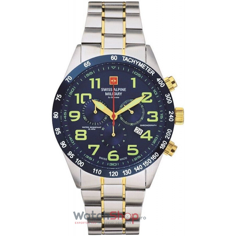 Ceas Original Swiss Alpine Military Sport Albastru BY GROVANA SAM7047.9145 Chronograph pentru Barbati cu Comanda Online