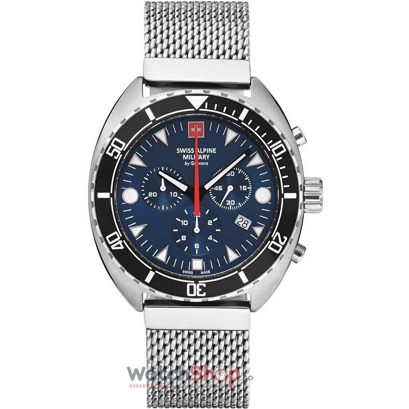 Ceas Original Swiss Alpine Military Sport Albastru BY GROVANA SAM7066.9135 Cronograf pentru Barbati cu Comanda Online