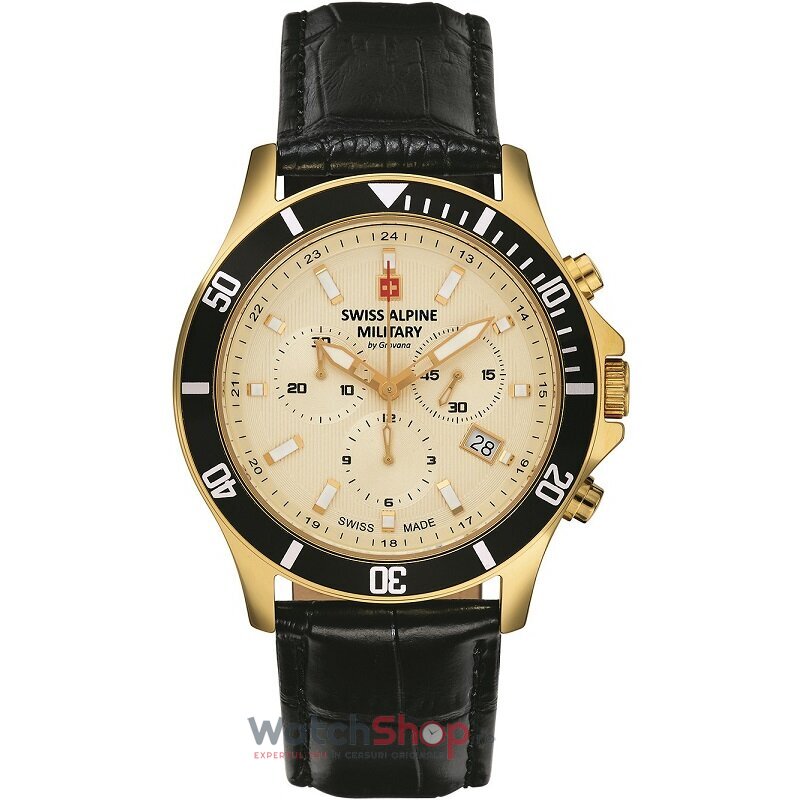 Ceas Original Swiss Alpine Military Sport Auriu BY GROVANA SAM7022.9511 Cronograf pentru Barbati cu Comanda Online