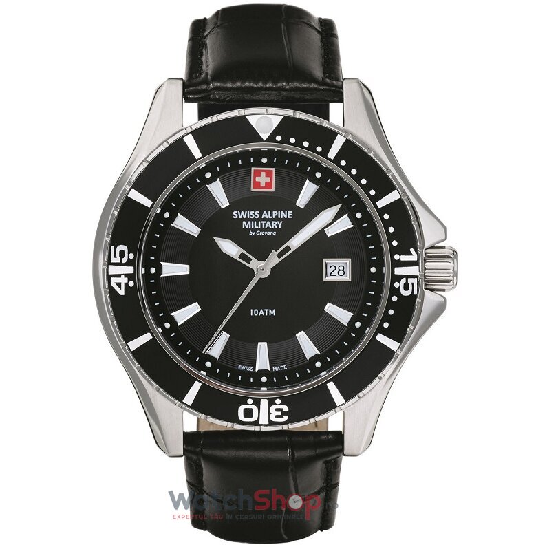 Ceas Original Swiss Alpine Military Sport Negru 7040.1537 Diver pentru Barbati cu Comanda Online