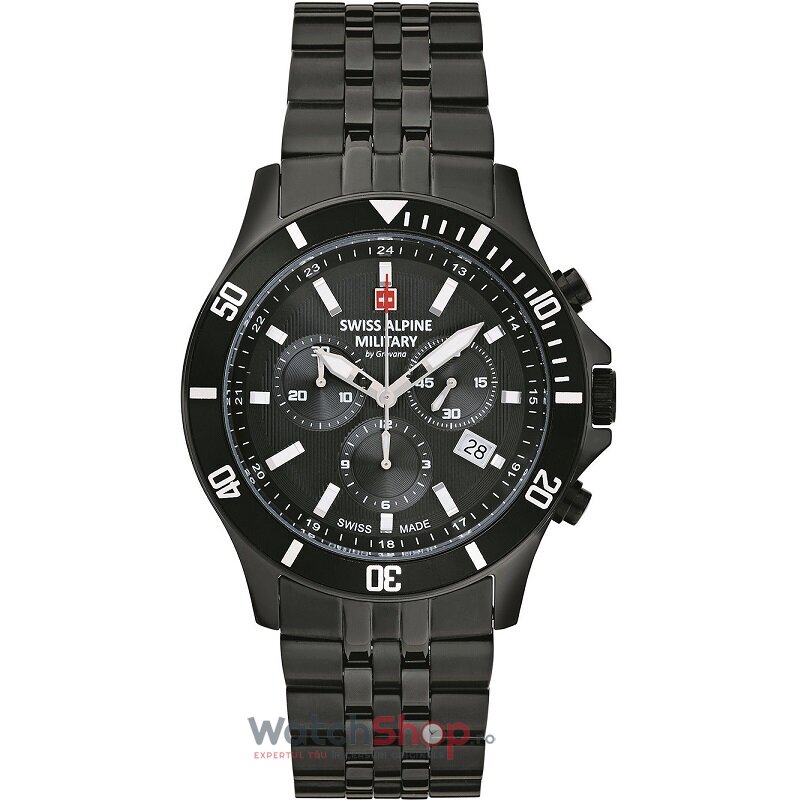 Ceas Original Swiss Alpine Military Sport Negru BY GROVANA SAM7022.9177 Cronograf pentru Barbati cu Comanda Online