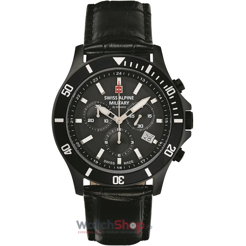 Ceas Original Swiss Alpine Military Sport Negru BY GROVANA SAM7022.9577 Cronograf pentru Barbati cu Comanda Online