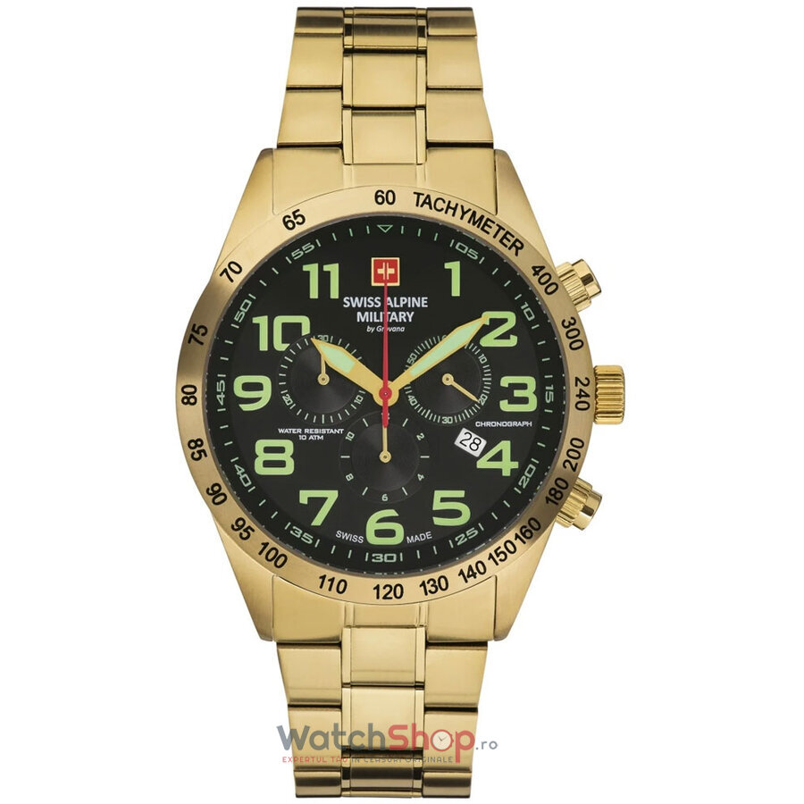 Ceas Original Swiss Alpine Military Sport Negru BY GROVANA SAM7047.9114 Chronograph pentru Barbati cu Comanda Online