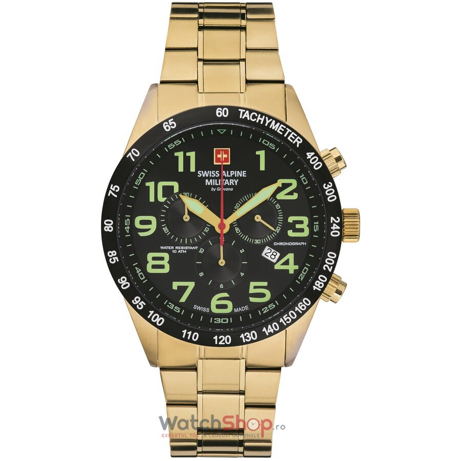 Ceas Original Swiss Alpine Military Sport Negru BY GROVANA SAM7047.9117 Chronograph pentru Barbati cu Comanda Online