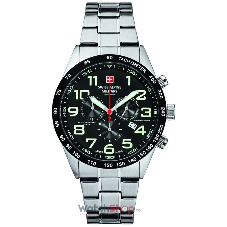 Ceas Original Swiss Alpine Military Sport Negru BY GROVANA SAM7047.9137 Chronograph pentru Barbati cu Comanda Online