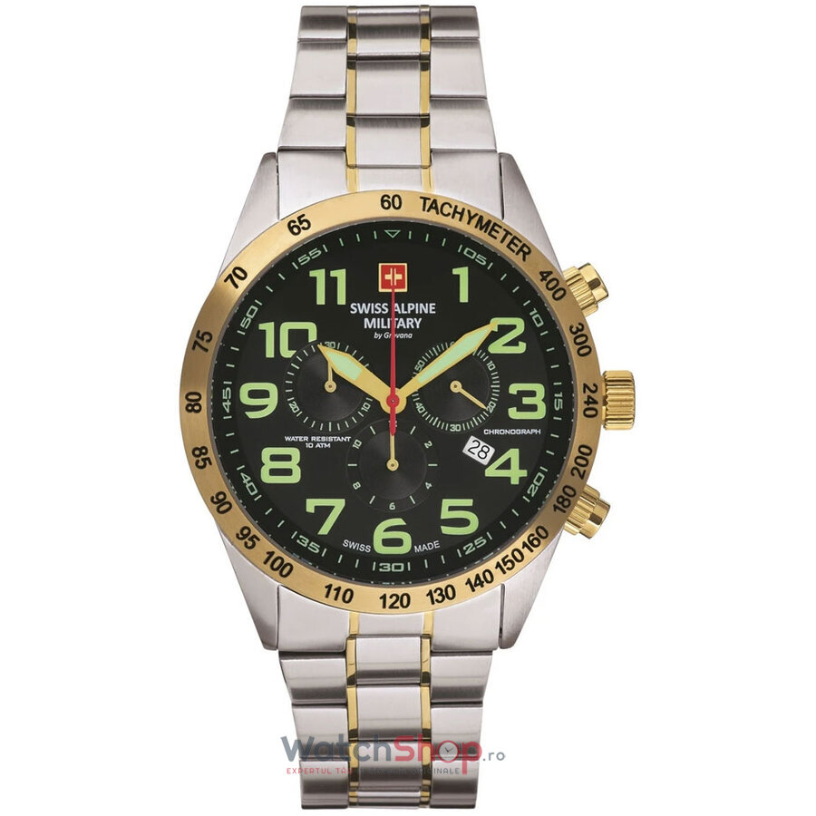 Ceas Original Swiss Alpine Military Sport Negru BY GROVANA SAM7047.9144 Chronograph pentru Barbati cu Comanda Online