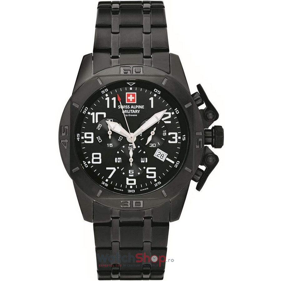 Ceas Original Swiss Alpine Military Sport Negru BY GROVANA SAM7063.9177 Chronograph pentru Barbati cu Comanda Online