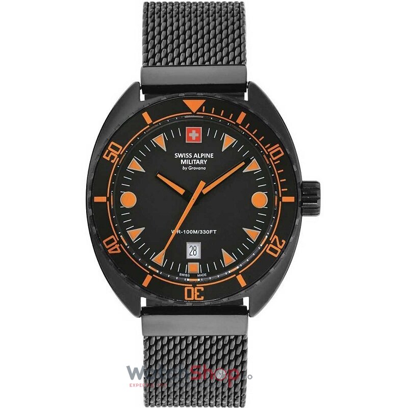 Ceas Original Swiss Alpine Military Sport Negru BY GROVANA SAM7066.1179 pentru Barbati cu Comanda Online