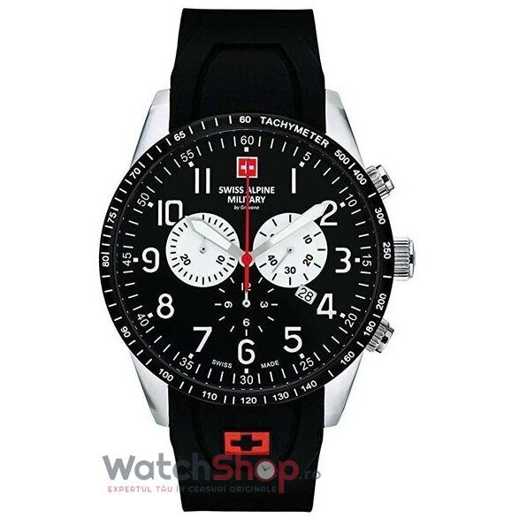 Ceas Original Swiss Alpine Military Sport Negru BY GROVANA SAM7082.9837 Chronograph pentru Barbati cu Comanda Online