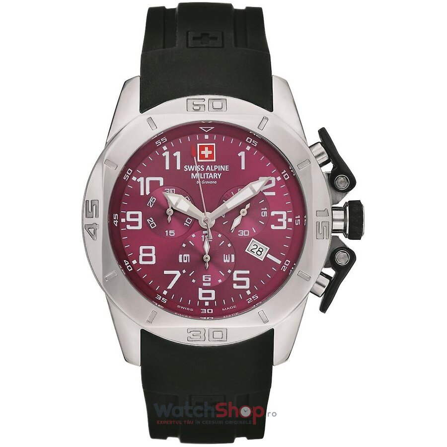 Ceas Original Swiss Alpine Military Sport Visiniu BY GROVANA SAM7063.9836 Chronograph pentru Barbati cu Comanda Online