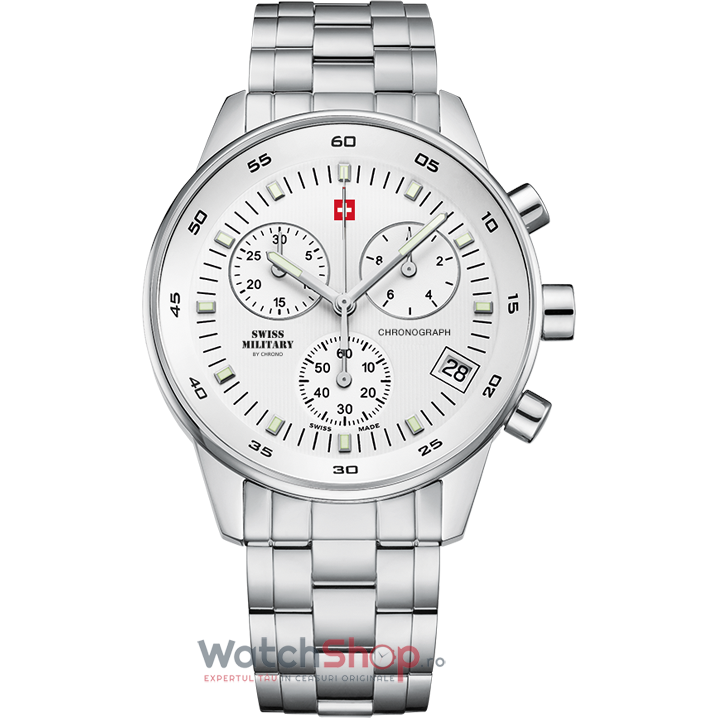 Ceas Original Swiss Military Casual Alb by CHRONO SM30052.02 pentru Barbati cu Comanda Online