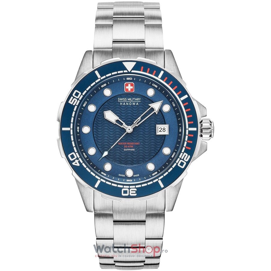 Ceas Original Swiss Military Casual Albastru by Hanowa Aqua 06-5315.04.003 Neptune Diver pentru Barbati cu Comanda Online