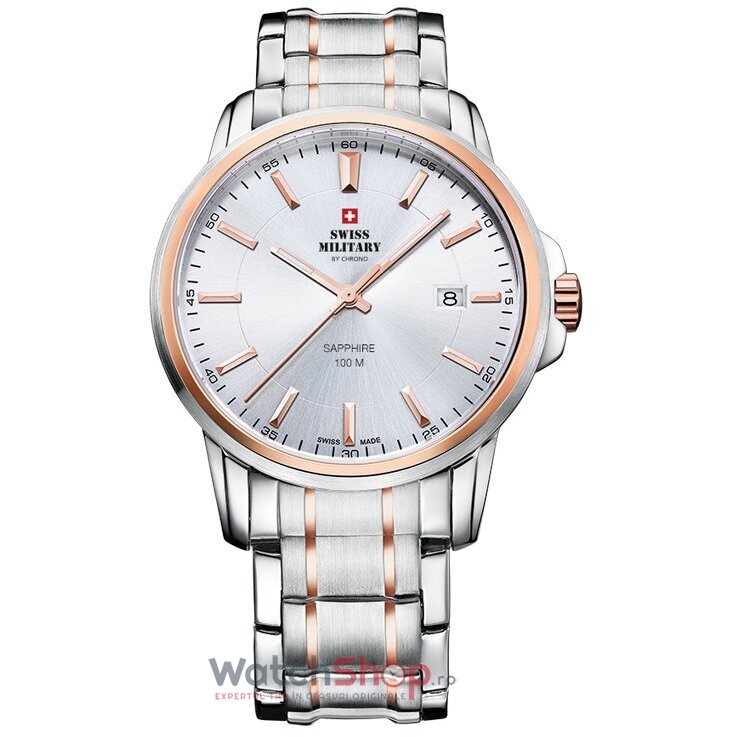 Ceas Original Swiss Military Casual Argintiu by CHRONO SM34039.12 pentru Barbati cu Comanda Online