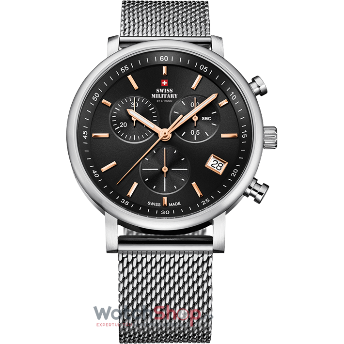 Ceas Original Swiss Military Elegant Negru by CHRONO SM34058.03 pentru Barbati cu Comanda Online